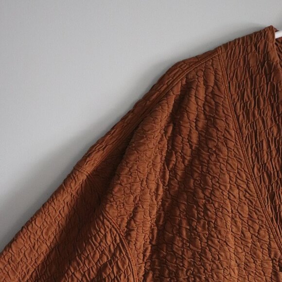 Lululemon Rippled Brown Sz 8 V-Neck Oversized High/Low Cotton Pullover Sweater - Picture 4 of 14